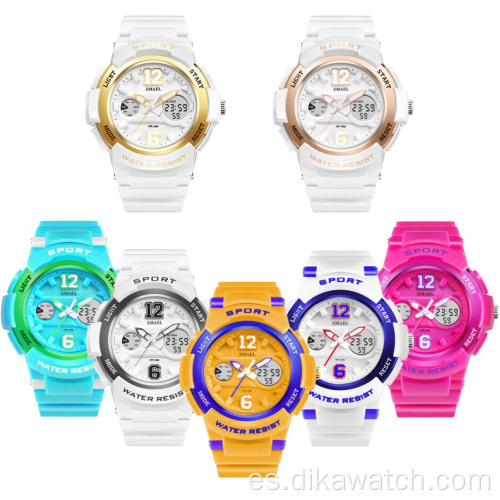 SMAEL Relojes de pulsera de doble pantalla Reloj de cuarzo para mujer